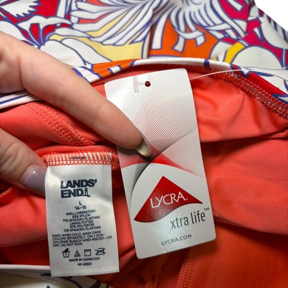 Lands’ End Floral Halter Skirted One Piece Swimsuit NWT Size 14/16 - Picture 5 of 5